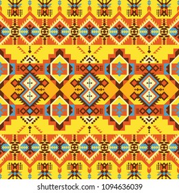 Indian seamless pattern. Colorful summer navajo print, boho style.