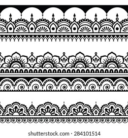 Indian seamless pattern, design elements - Mehndi tattoo style