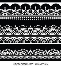 Indian seamless pattern, design elements - Mehndi tattoo style