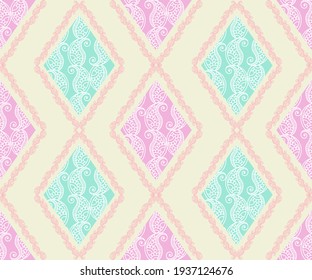 Indian seamless pattern design for home decor ideas. Fabric, boho, geometric, fashion style. Pillow textile decoration wallpaper. Ornament, ikat, ethnic vector illustrations background.