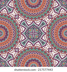 Indian seamless pattern. Vintage decorative elements. Hand drawn background. Islam, Arabic, Indian, ottoman motifs.