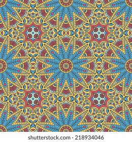Indian seamless pattern. Vintage decorative elements. Hand drawn background. Islam, Arabic, Indian, ottoman motifs.