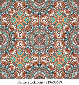 Indian seamless pattern. Vintage decorative elements. Hand drawn background. Islam, Arabic, Indian, ottoman motifs.