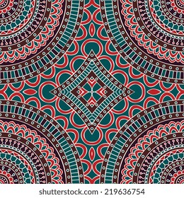 Indian seamless pattern. Vintage decorative elements. Hand drawn background. Islam, Arabic, Indian, ottoman motifs.