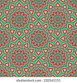 Indian seamless pattern. Vintage decorative elements. Hand drawn background. Islam, Arabic, Indian, ottoman motifs.