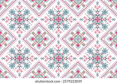 Indian seamless pattern,geometric ethnic floral seamless pattern,vector illustration,geometric oriental pattern traditional,Aztec style,abstract background.design for texture,fabric,clothing,decor