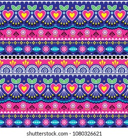 Indian seamless vector pattern, Pakistani truck art design, navy blue and pink ornament with flowers and abstract shapes.
Colorful repetitive Diwali background inspired by traditional lorry art