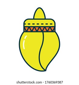 Indian shankha line and fill style icon design, India culture travel and asia theme Vector illustration
