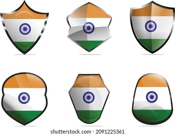 Ilustración de arte vectorial del conjunto Escudo de la India