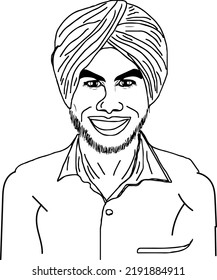 Indian Sikh Man Face Cartoon Drawing Stock Vector (Royalty Free ...