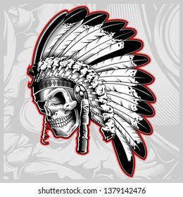 ilustración de la cara del cráneo indio - Vector