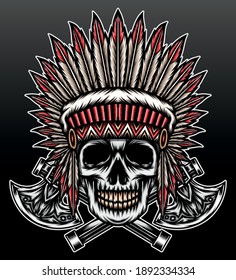 Indian skull head. Premium vector