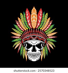 Indian skull head vector art illustration