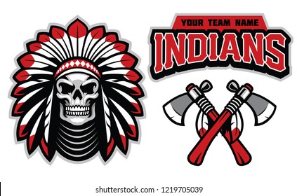 indian skull mascot set