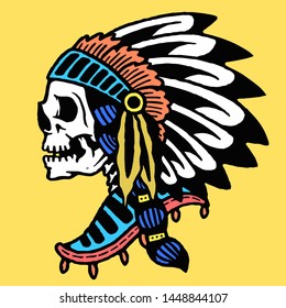 Indian Skull Old School Tattoo Vector