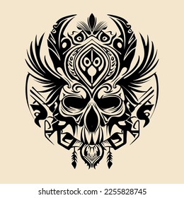 Indian skull tribal Hand drawn Illustration