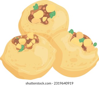 Indian Snack Pani Puri Vector Illustration.