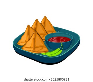 Indian Snack Samosa Vector Illustration