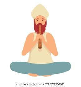 Indian snake charmer icon cartoon vector. India flute. Asian animal