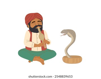 Indian snake charmer vector illustration.