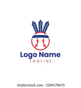 Indian Softball Logo. This Logo For A Baseball, Indian Company Is Just For A Character