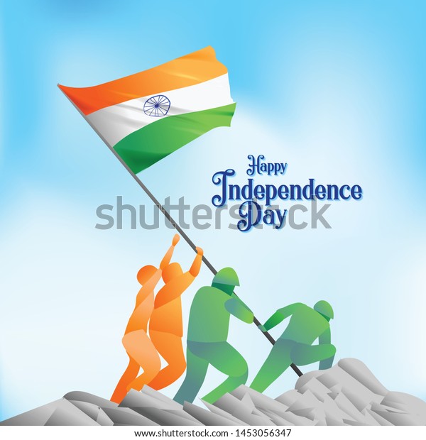 Indian Soldier Indian Flag Happy Independence Stock Vector (Royalty
