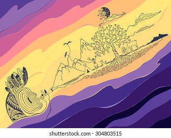 Indian Song on sunset background