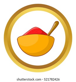 Indian spice vector icon in golden circle, cartoon style isolated on white background