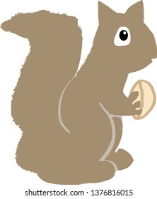Indian Squirrel Holding A Nutmeg Vector  Illustration