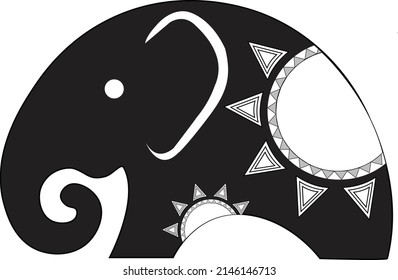Indian, sri Lankan tusker elephant, tribal totem animal decorative vector illustration for decorations, coloring pages