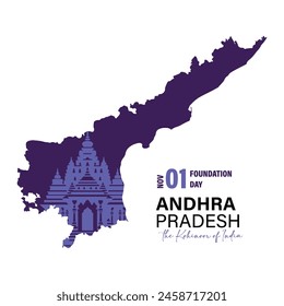 Arte vectorial del día de la fundación Andhra Pradesh del estado indio con mapa