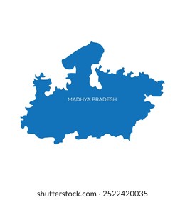 Ilustração de vetor plano de mapas de estado indiano | Silhueta Azul com Nomes de Estado Incluindo Maharashtra, Gujarat, Kerala, Tamil Nadu e Mais