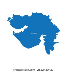 Ilustração de vetor plano de mapas de estado indiano | Silhueta Azul com Nomes de Estado Incluindo Maharashtra, Gujarat, Kerala, Tamil Nadu e Mais