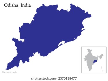 Indian state Odisha map vector along with Indian Map	