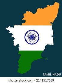 Indian State Tamil Nadu map with Indian flag vector illustration