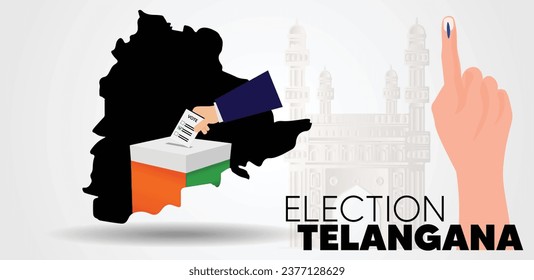 Indian state Telangana election  with map vector poster