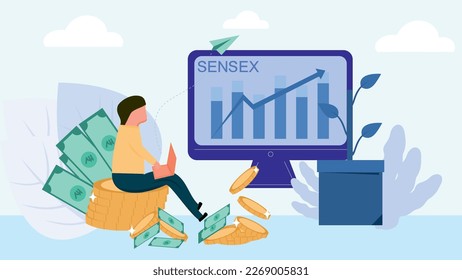 Indian Stock Market and SENSEX Index growing and increasing while delivering lots of profits in indian rupees.