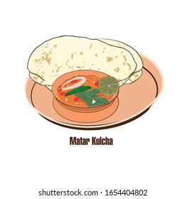 Indian Street Food Matar Kulcha Also Call Chole Kulcha