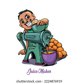 Indian street juice seller vector illustration