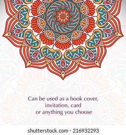 Indian style card. Round Ornament Pattern. Vintage decorative elements. Hand drawn background. Islam, Arabic, Indian, ottoman motifs.