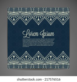Indian style card. Round Ornament Pattern. Vintage decorative elements. Hand drawn background. Islam, Arabic, Indian, ottoman motifs.