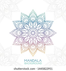 Indian style colorful ornate mandala card. Ornamental blank with ethnic motifs. Oriental graphic design concept. Paper brochure template. vector illustration. 
