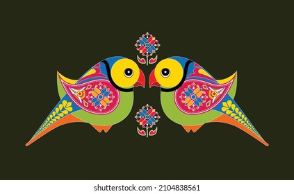 Indian style colour full parrot with flower design