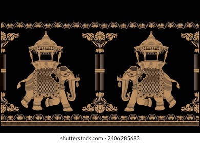 Ilustración decorativa vectorial de estilo indio del elefante. Símbolo de boda indio decorado como elefante.