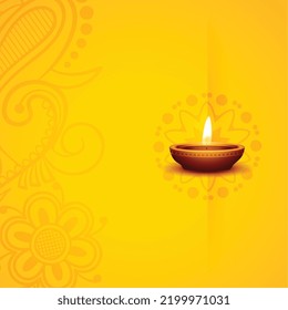 indian style deepavali poster with diya and text space 