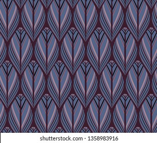 indian style feathers seamless pattern retro purple shades