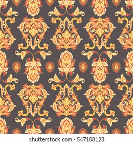 Indian style Floral vector ornament. vintage seamless pattern.