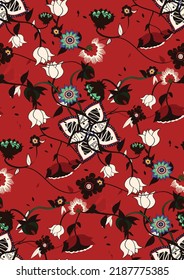 Flores de estilo indio con un patrón ininterrumpido