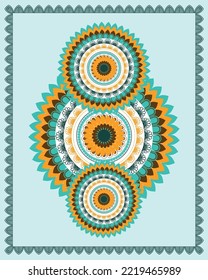 Indian style mandala art using lotus and hibiscus flower pattern. Mandala Painting, illustration, vector.