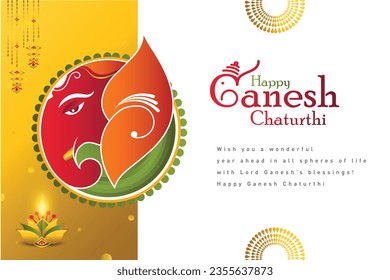 indian style vector illustration of Lord Ganpati on Ganesh Chaturthi background